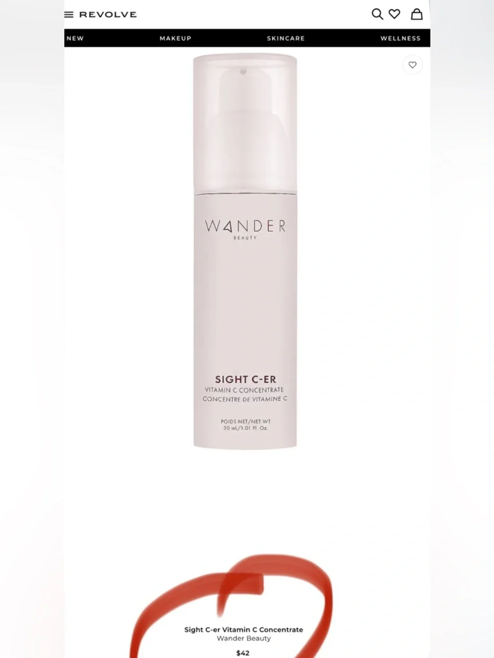 WANDER BEAUTY NWT Sight C-ER Vitamin C Concentrate, RETAILS $42